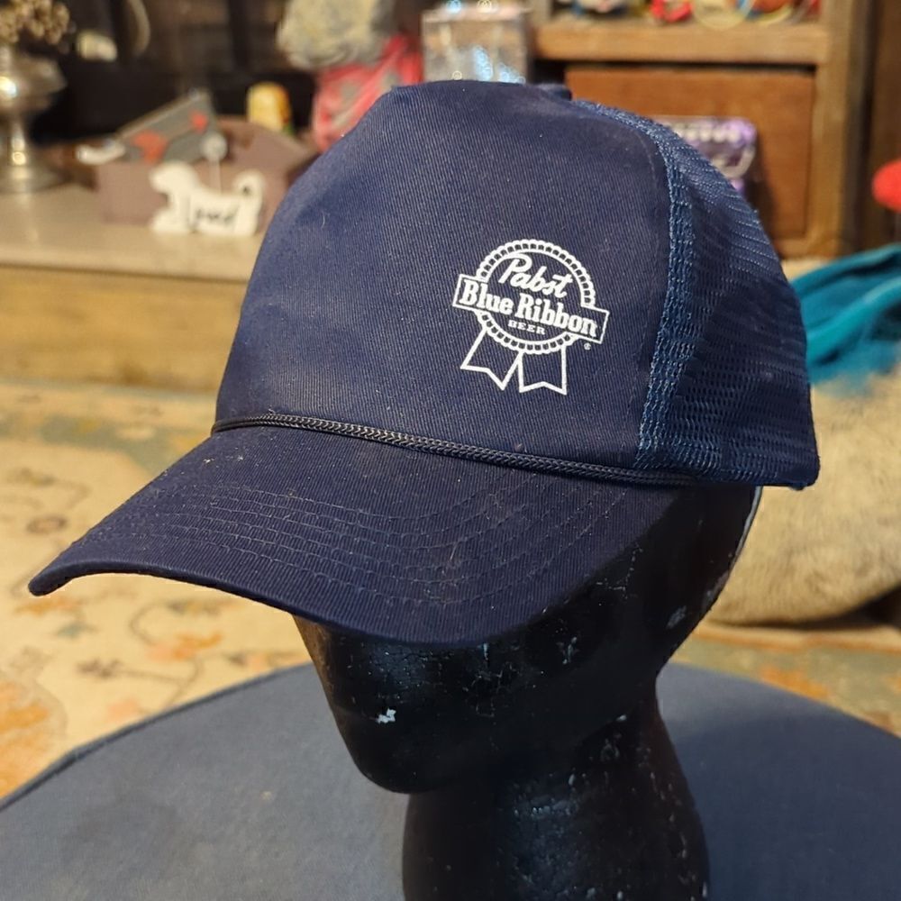 Pabst Blue Ribbon Beer Trucker Hat PBR‎ Mesh Back Snapback Cap